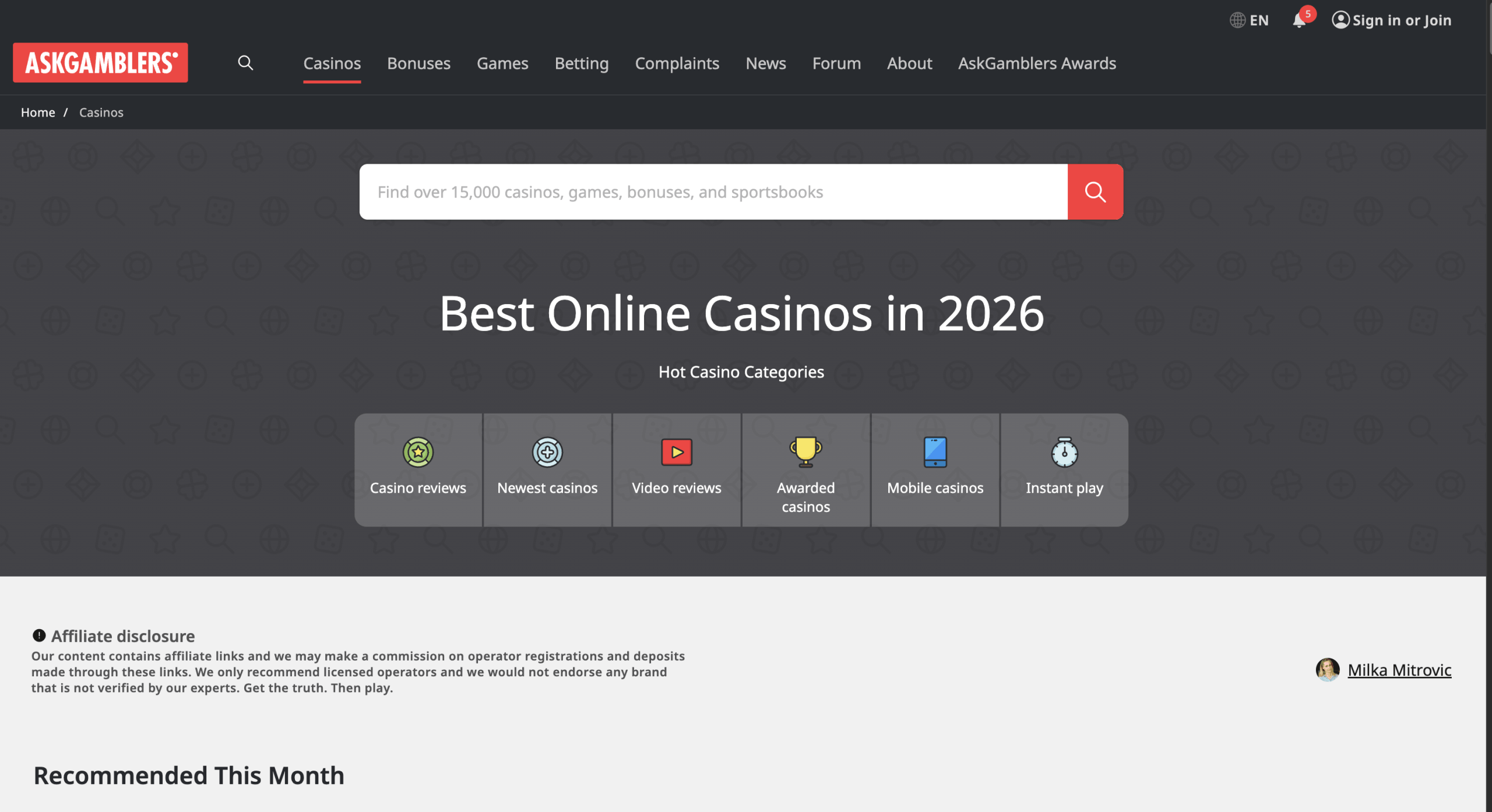 AskGamblers site wallpaper