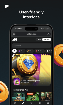 midnite casino app screenshot with its modern interface